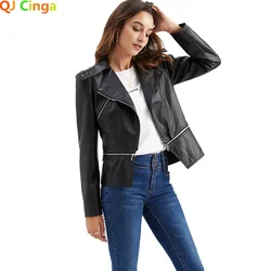 2024  New Leather Jacket Women Hem Removable Spring PU Coat  Ladies Fashion Casual Jacket Europe Code M-3XL