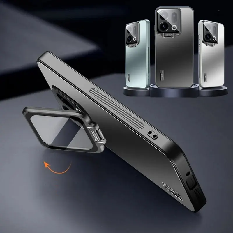 Flip Metal Lens Camera Holder Case for OPPO Find X9 Pro Matte Shockproof Bumper bracket Cover for Find X9Pro Funda