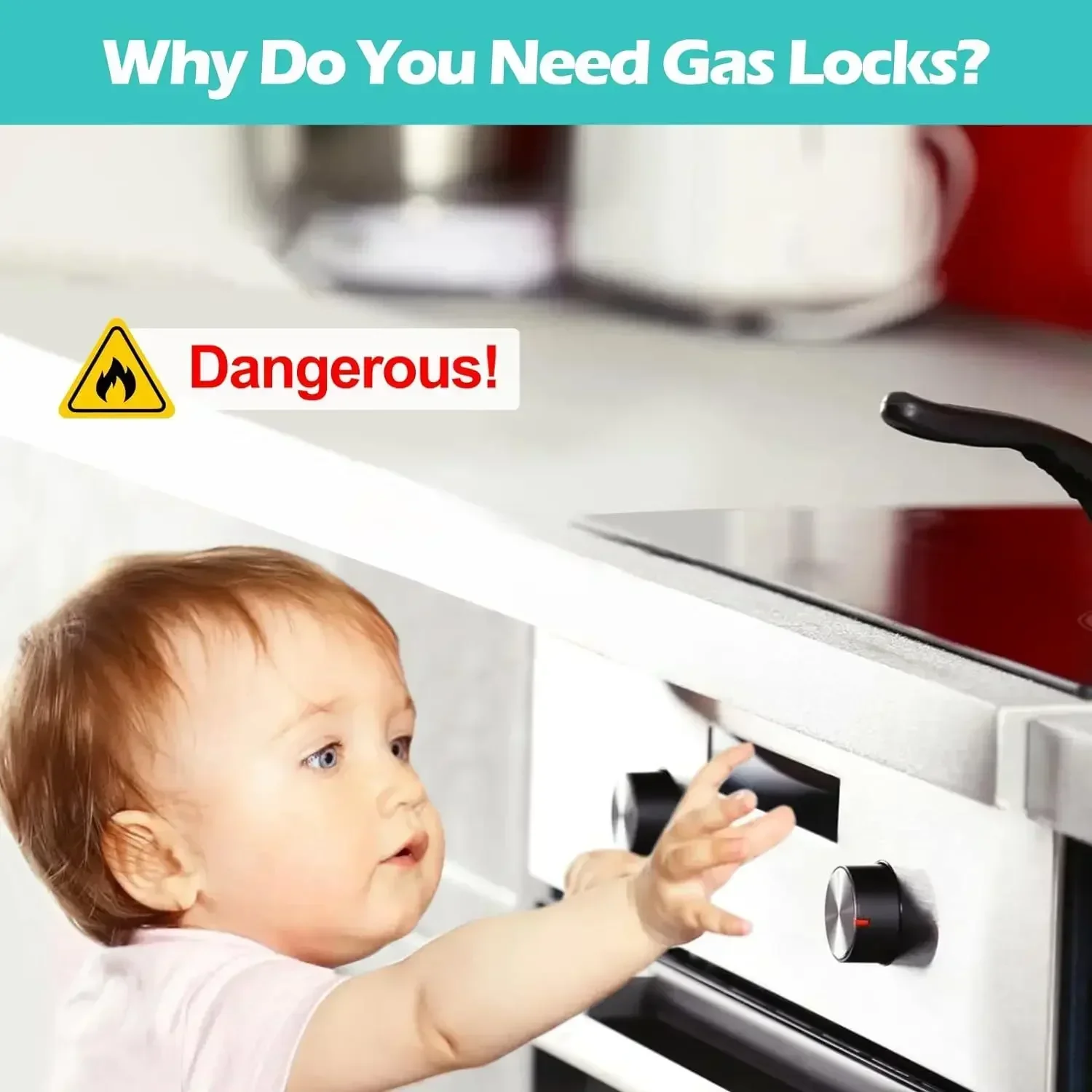 Stove Knob Locks Child Proof Safety Covers for Gas Burner Oven Knobs Includes Door Handle Guards for Complete Home Protection - view 3