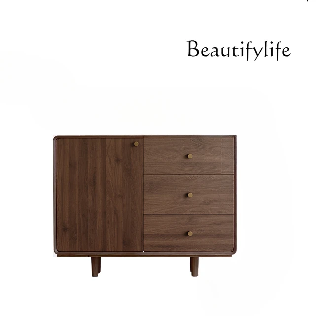 Sideboard Cabinet Modern Minimalist Solid Wood Mid-Ancient Hallway Bowl Cabinet Walnut Bedroom Locker