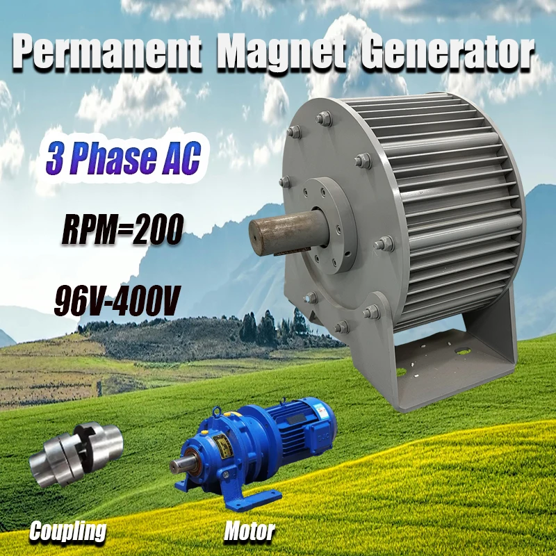 

Электрический генератор 110 В 120 В 220 В 380 В с низкими оборотами в минуту 30 кВт генератор переменного тока с постоянным магнитом редкоземельная турбина с основанием