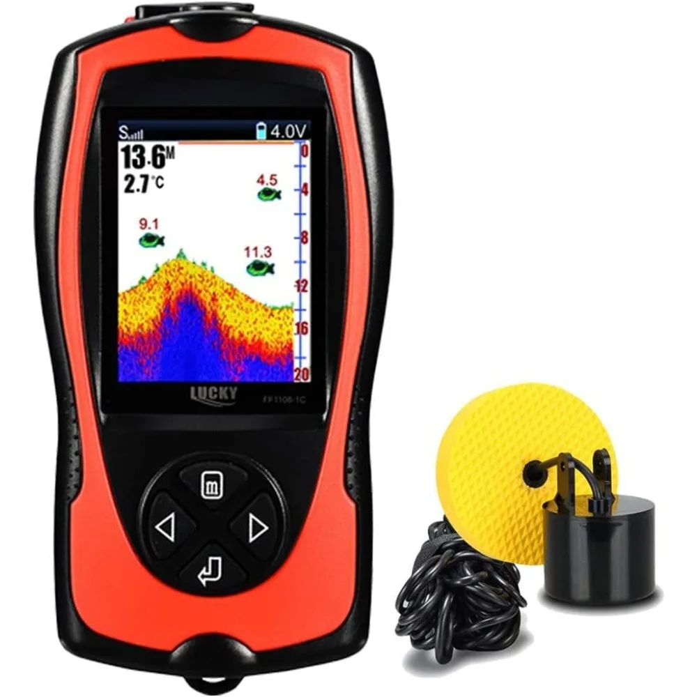 Portable Fish Finder Handheld Kayak Fish Finders Wired Fish Depth Finder Sonar Sensor Transducer for Boat Fishing Sea Fishing