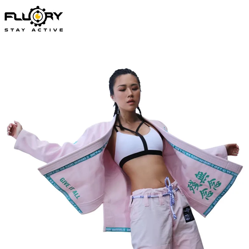 

Fluory High Quality karate Dobok Adult Uniform Suit WKF Judo White Collar Kickboxing MMA Martial Arts Training Clothes