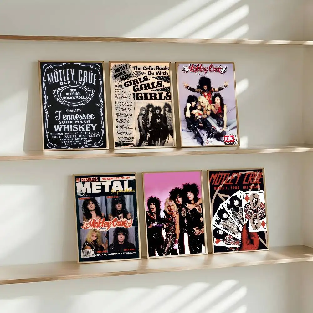 Beliebte Band-Motley_Crues-Retro DIY-Klebeposter, Whitepaper-Drucke, Poster, Kunstwerke, nordische Heimdekoration
