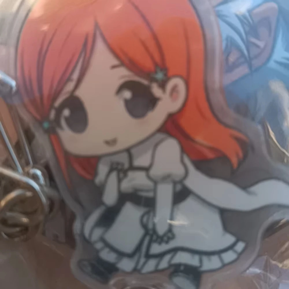 Anime BLEACH Character Kurosaki Ichigo&Inoue Orihime Cartoon PVC Heart Keyring Backpack Pendant Adult Valentine Gift for Lovers view 3