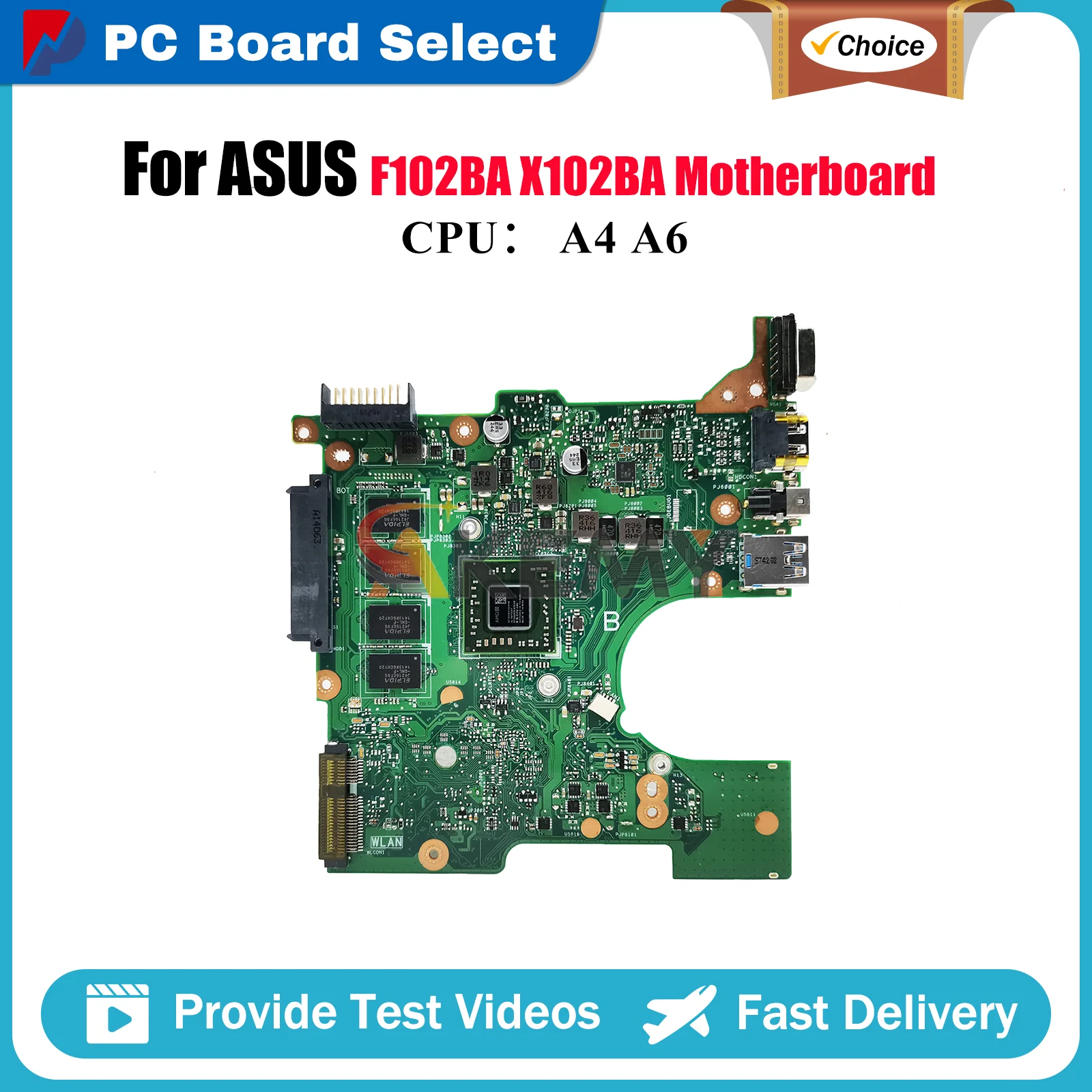 

X102BA Laptop Motherboard For ASUS VivoBook X102B X102BA F102BA Notebook Mainboard With A4 A6 CPU 100% tests OK fast shipping