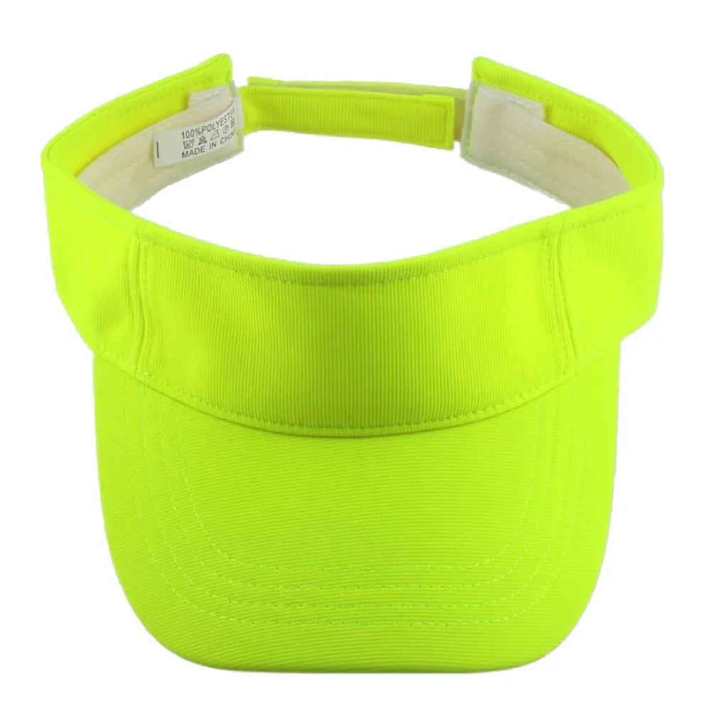 Bright Vibrant Neon Yellow Orange Sun Visor Cap Summer Hat Plain Blank Visors for Women Men Golf Jogging Running