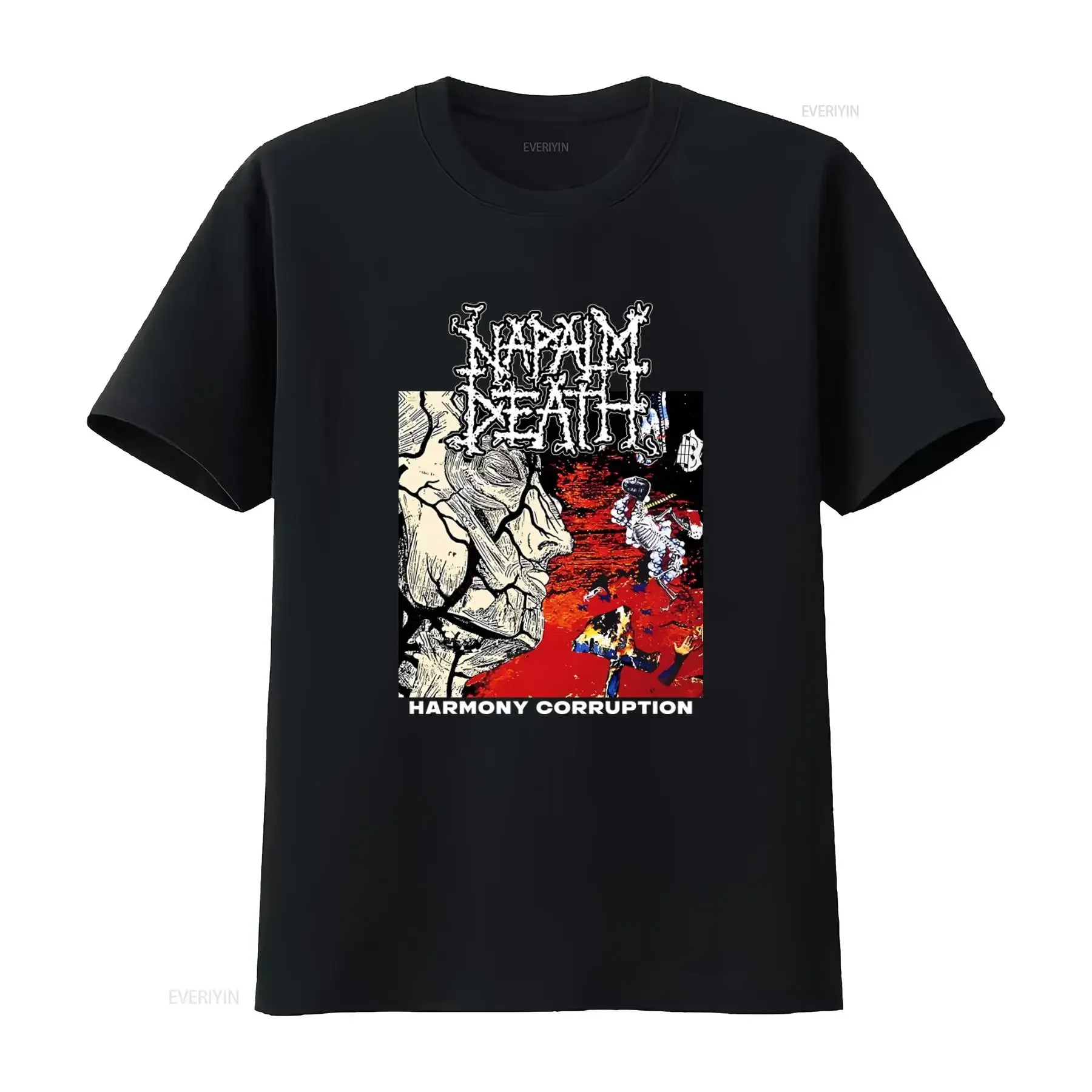 Napalm Death Harmony Corruption T Shirt Heavy Metal Punk Rock Style for US Fans vintage Washed Comfortable Stretched homme
