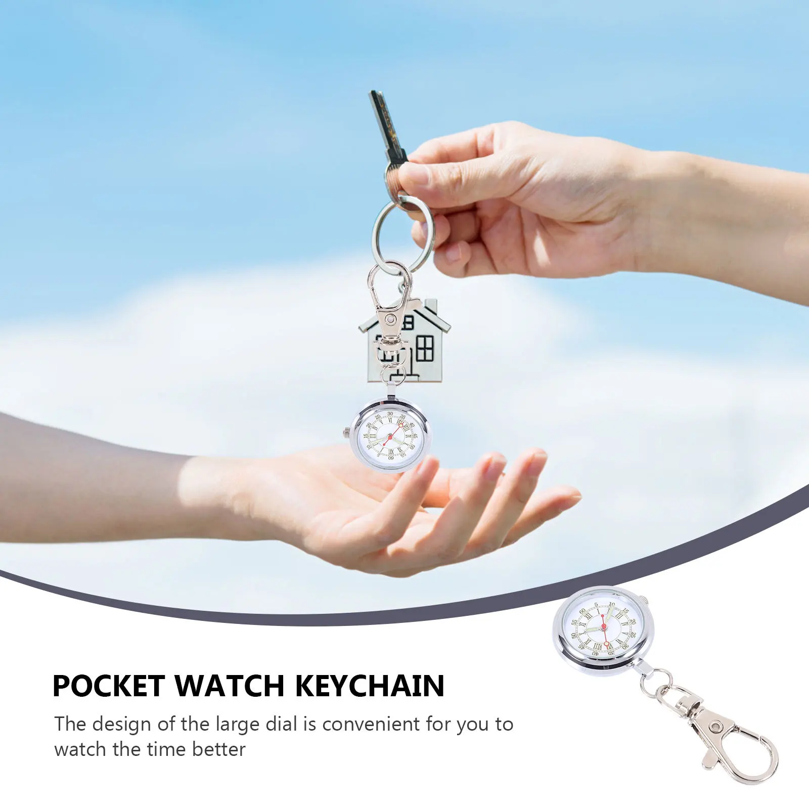 

1pc Large Dial Keychain Pocket Watch For Nurse Quartz Alloy Luminous Pendant Vintage Fob Watch Staff