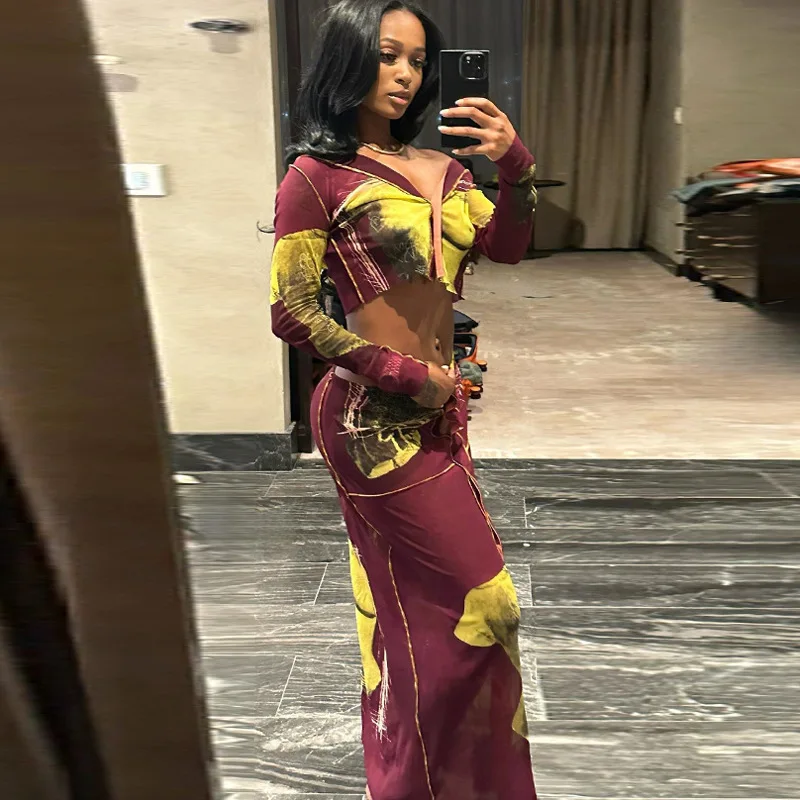 

Бордовое платье для выпускного вечера с принтом, комплект из 2 предметов с юбкой, сексуальное короткое пальто + юбка, длинные вечерние свадебные халаты для гостей, вечернее свадебное платье