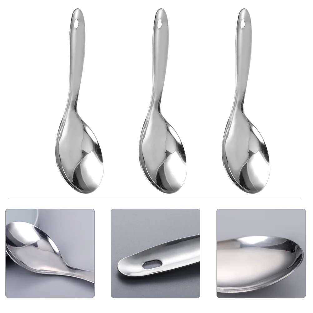 Chinese Soup Spoon Asian Rice Flatware Serving Utensils Kitchen Tableware Stainless Steel Non-stick Spoons