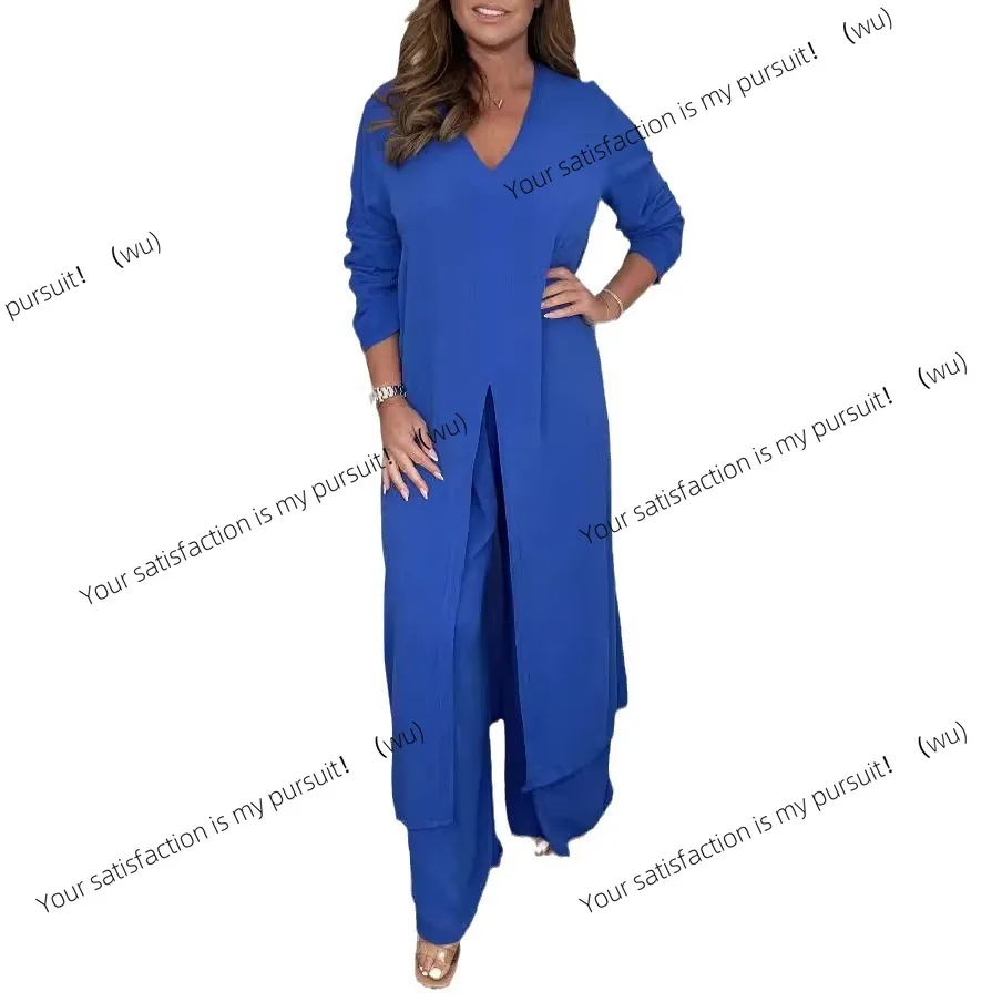 ZOCI-Damen-Hosenanzug mit geteiltem Gabel und langem Oberteil, weibliche Eleganz