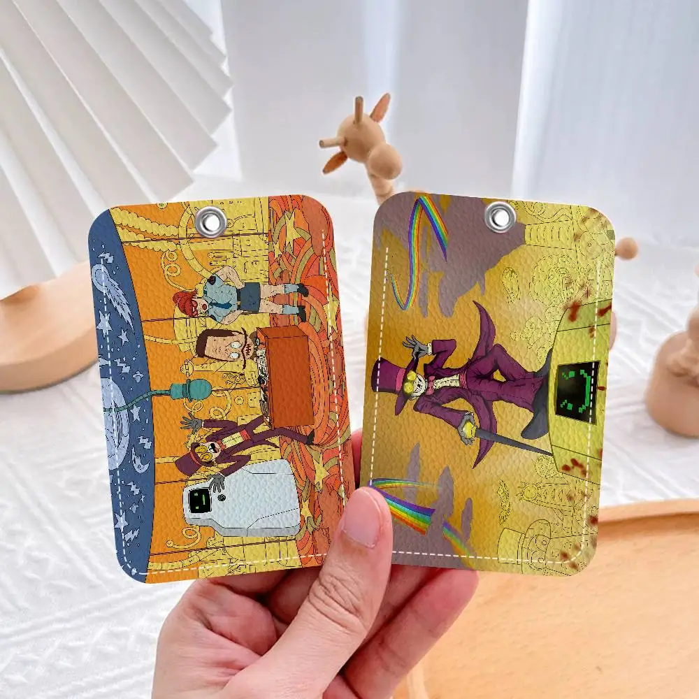 

Cartoon S-Superjail Rectangle ID Card Case Keychain Access Card Bag Key Tag Ring Leather Card Holder Key Ring Access