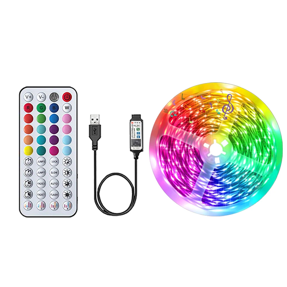 RGB-LED-Streifenlichter für Zimmer, 1 m, 5 m, 10 m, 20 m, 30 m, USB, 5 V, Musik-Synchronisierung, APP-Steuerung, LED-Band, flexibles Band für Schlafzimmer, Heimdekoration