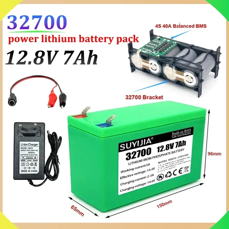 Lifepo4 32700 Power Lithium Battery Pack 4S1P 12.8V 7Ah 4S 40A Electric Bicycle Electric Boat and Uninterruptible Power Supply