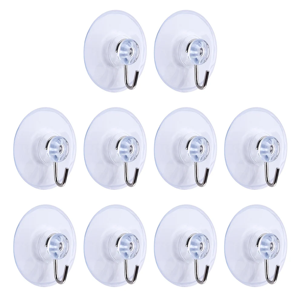 20pcs Suction Cups Metal Hooks 40mm PVC Self-adhesive Hanger Clear Handy Easy Use Door Smooth Wall Window Organize Coat Hat Key