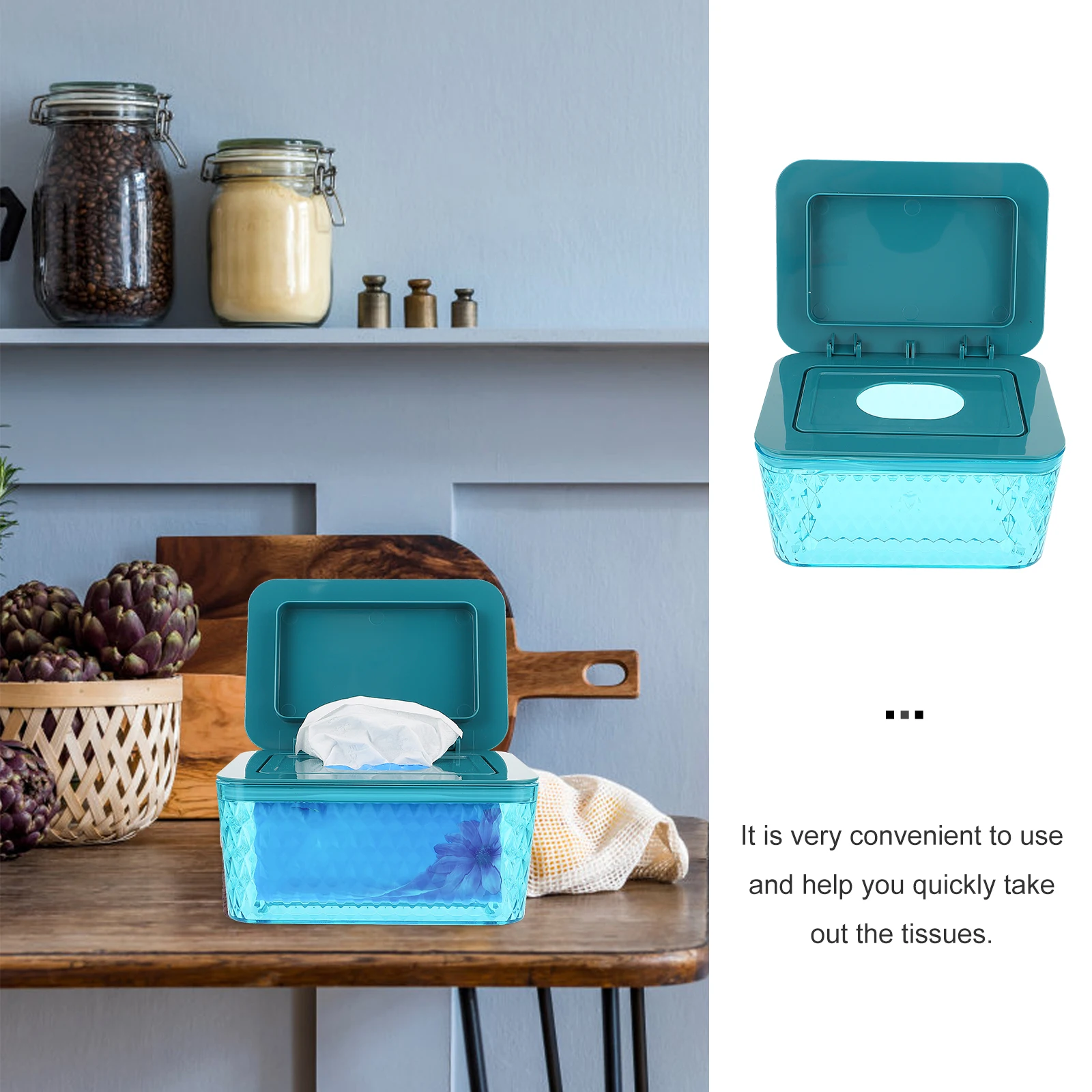 

1pc Wet Tissue Box Waterproof Rotating Lid Non-Slip Base For Bathroom Bedroom Living Room Storage Organizer Cases