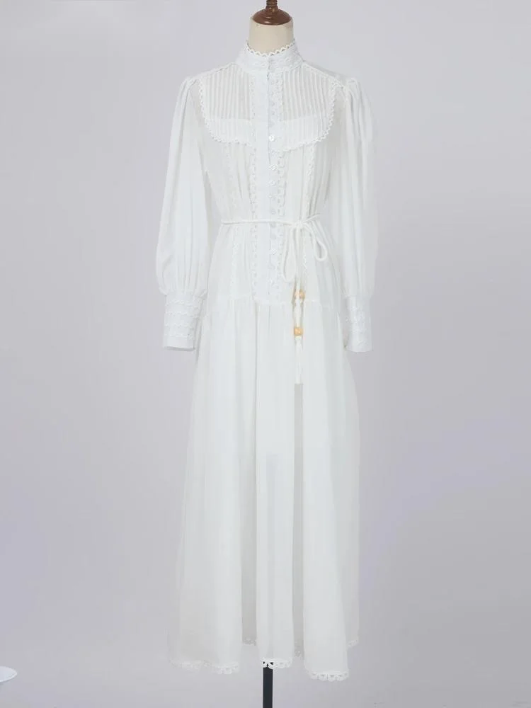 Luxury Quality Autumn Elegant Embroidery Lace Trims Long Lantern Sleeve Ruffles Maxi Prom Evening Wedding Dress For Women