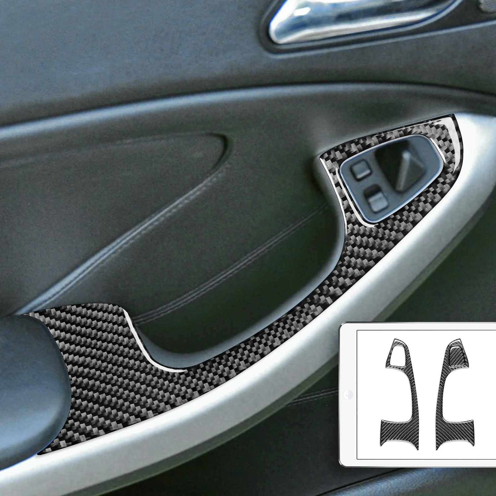 For BMW E46 1998-2005 Carbon Fiber Window Lift Button Frame Panel Trim Cover Car Interior Accessories Decorative Stickers