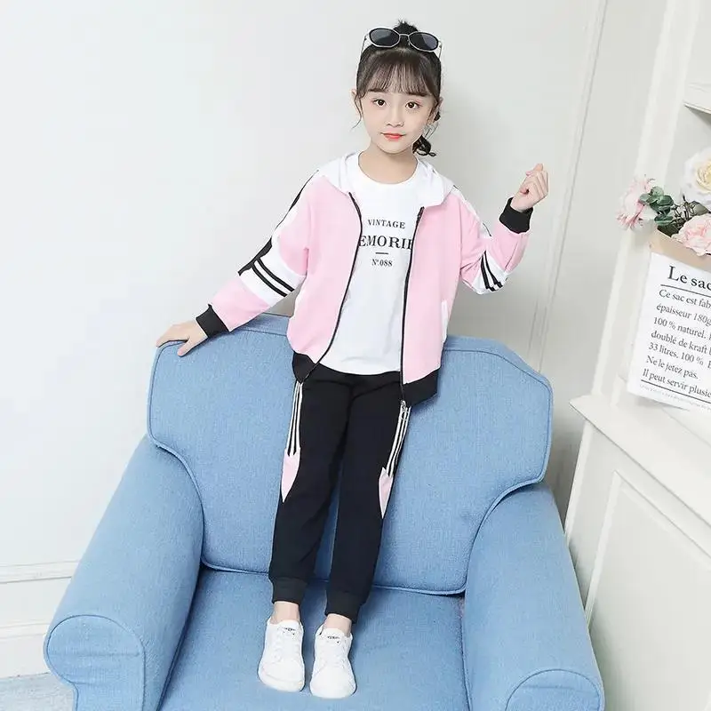 Girl Fashion Outfit 2Pcs Set Spring Autumn Toddler Girls Hooded Cotton Sweatshirt+Pants Student Tracksuit Boutique Girls Clothes