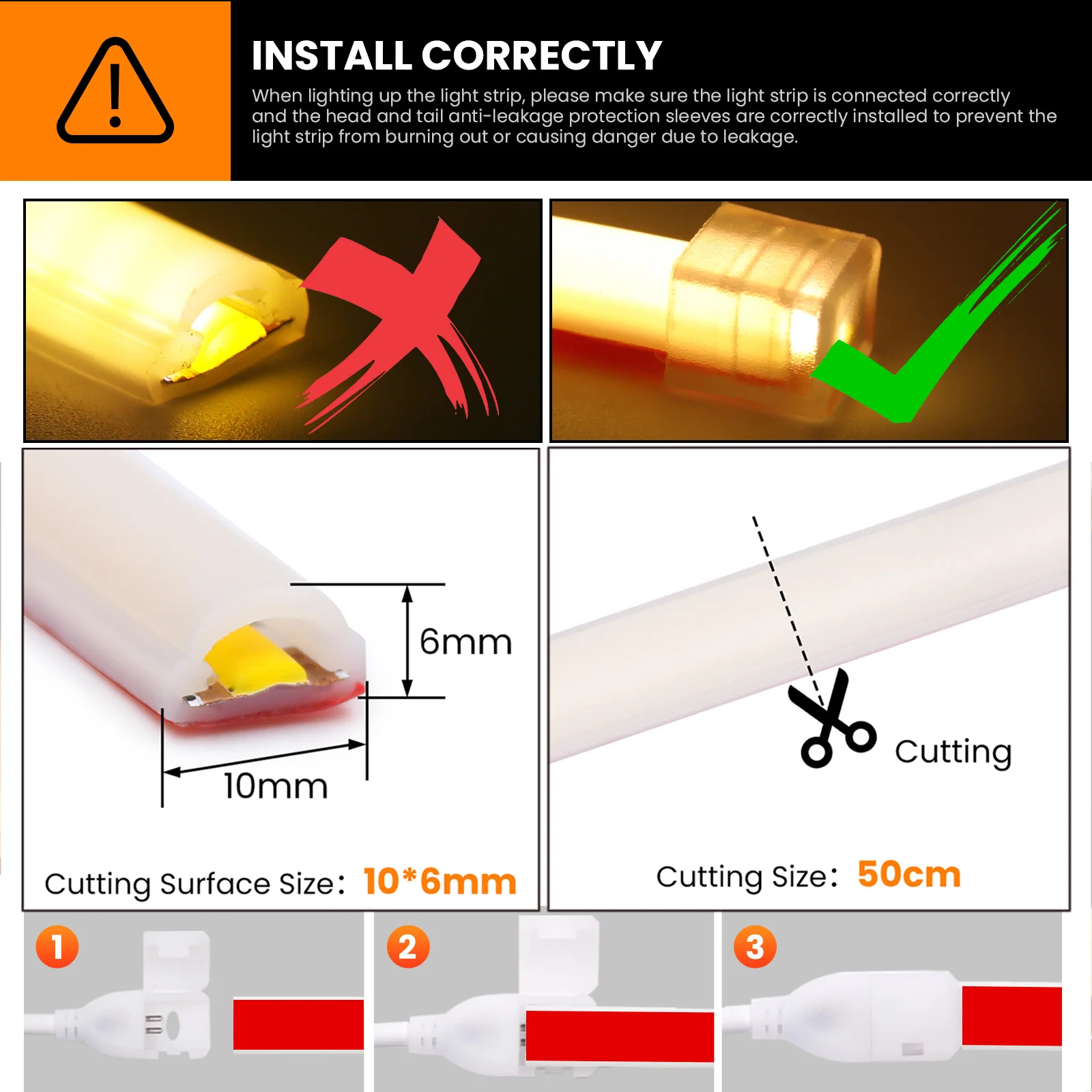 Tira de neón COB atenuable para decoración del hogar, cinta autoadhesiva impermeable, 220 K, 3000K, 4000K, 6000K, AC V, IP65, color blanco