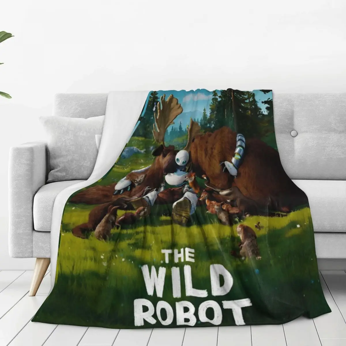 The Wild Robots 2024 New Cartoon Blankets Quality Warm Soft Bedding Throws Winter Picnic Couch Chair Sofa Bed Novelty Bedspread