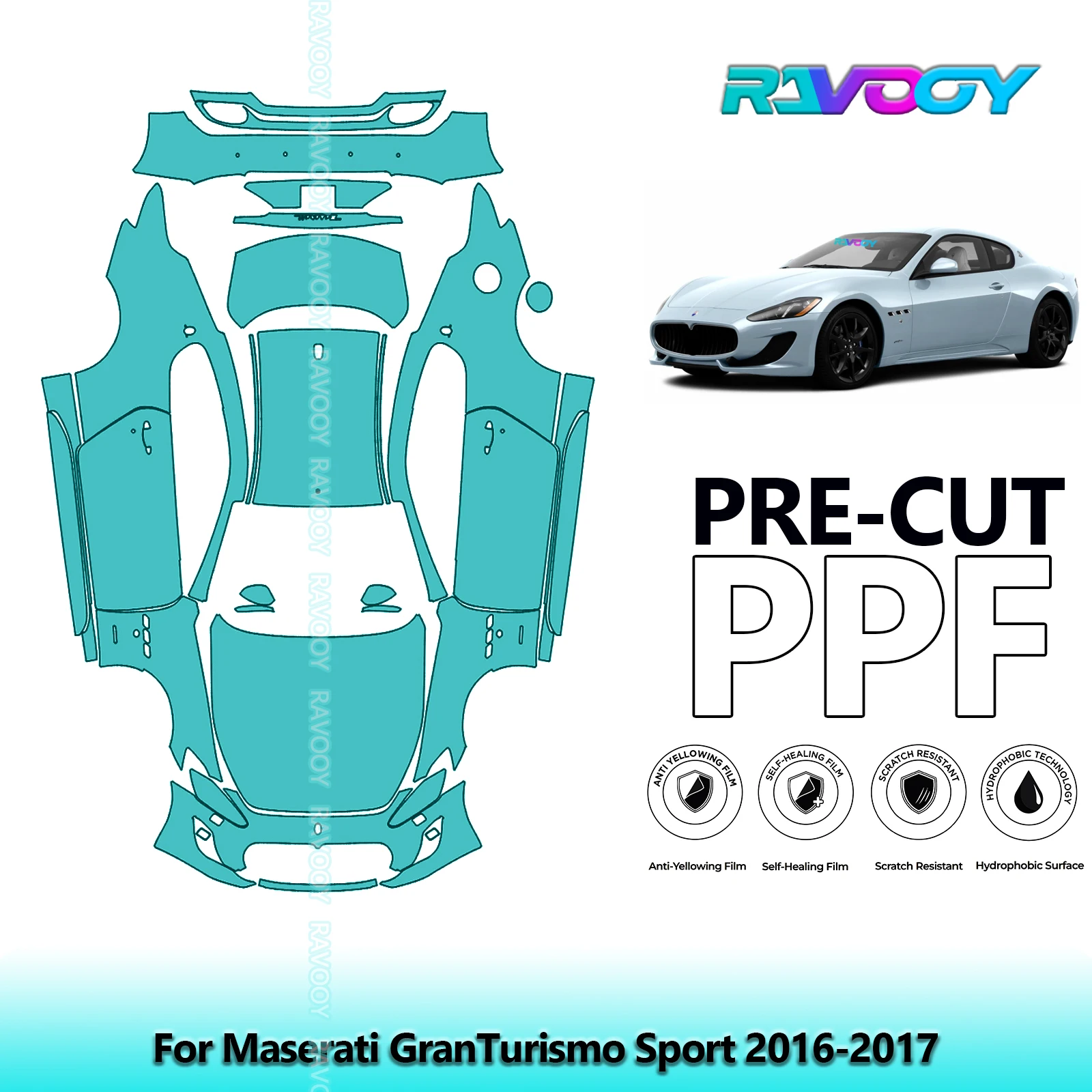 

8.5Mil Precut PPF Paint Protection Film Full Vehicle For Maserati GranTurismo Sport 2016-2017