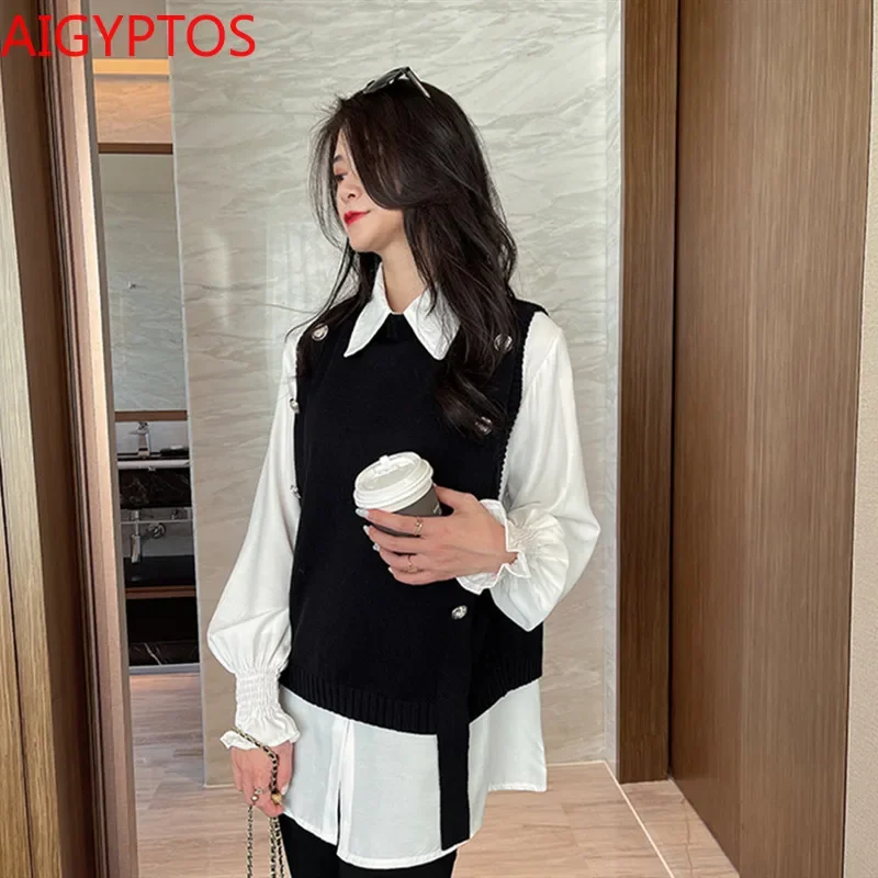 AIGYPTOS Sweater Vest All-Match Korean Fashion Female Autumn And winter knitted sweater vest crop sleeveless sweater for women