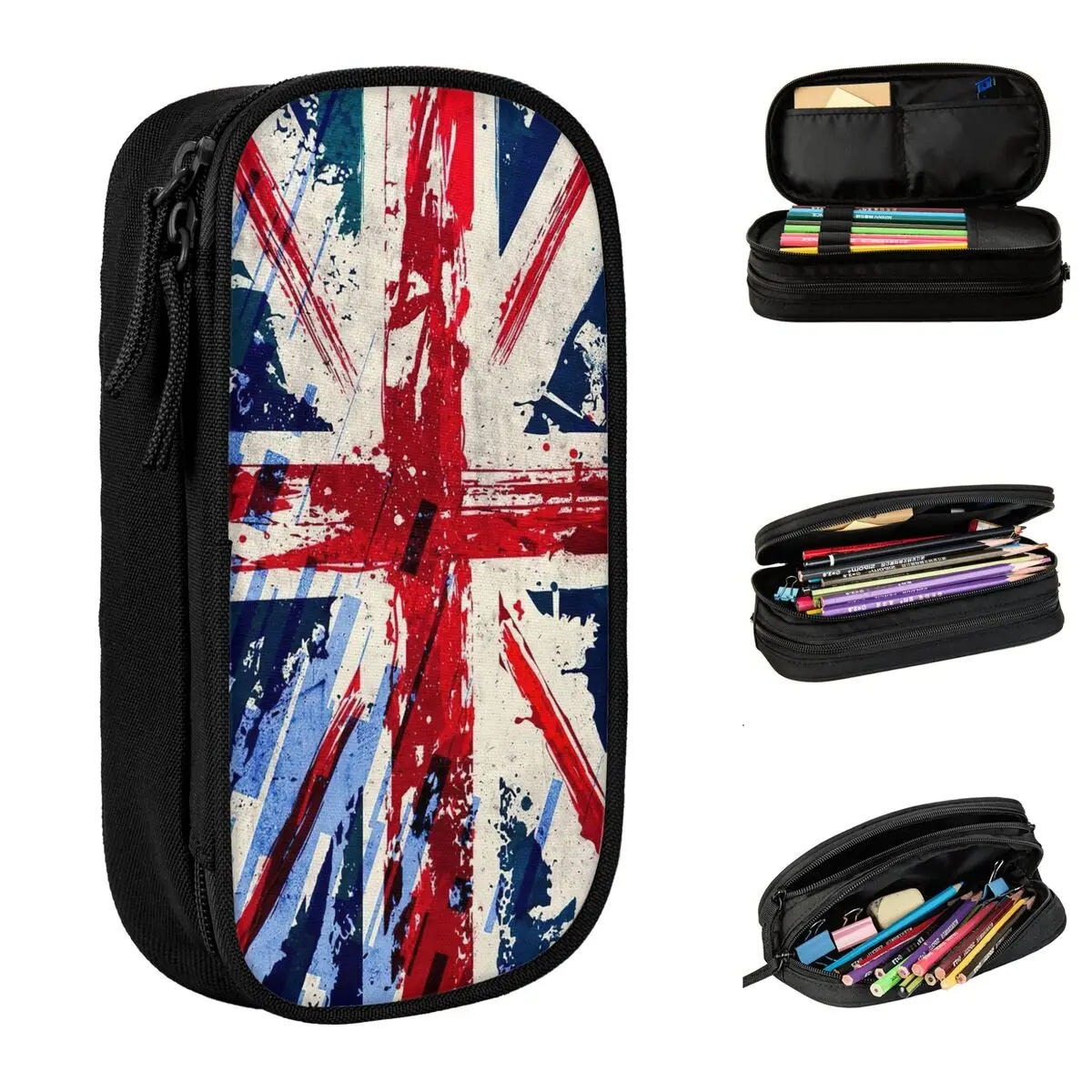 reino unido bandeira inglaterra lapis colorido cases caneta para estudantes grandes bolsas de armazenamento escritorio ziper papelaria 01