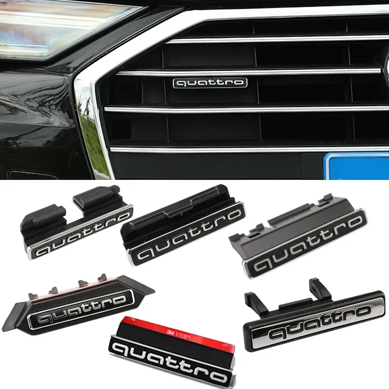 

For Audi Quattro Car Styling Front Grille Emblem Badge Q5 A5 A3 A6L A4L Q3 Q5L A8L A7 Four-Wheel Drive Standard Logo Accessories