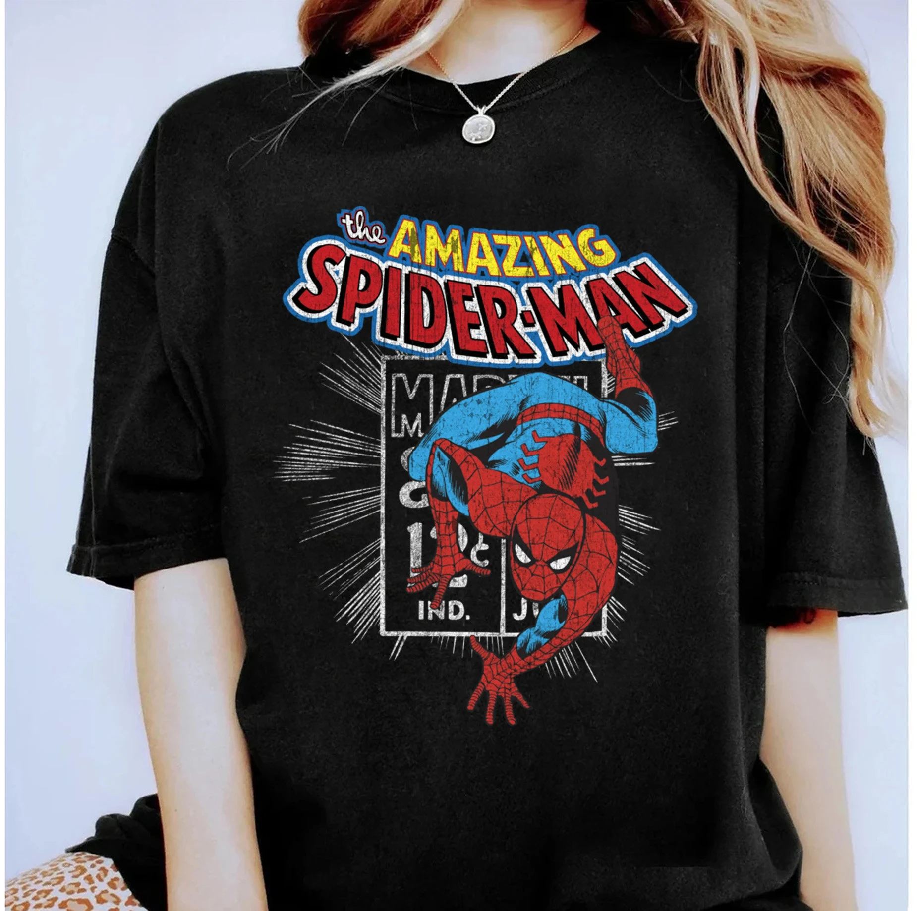 Marvel The Amazing Spider-Man Vintage Comic Poster Shirt Disneyland Family Matching Shirt Magic Kingdom Tee