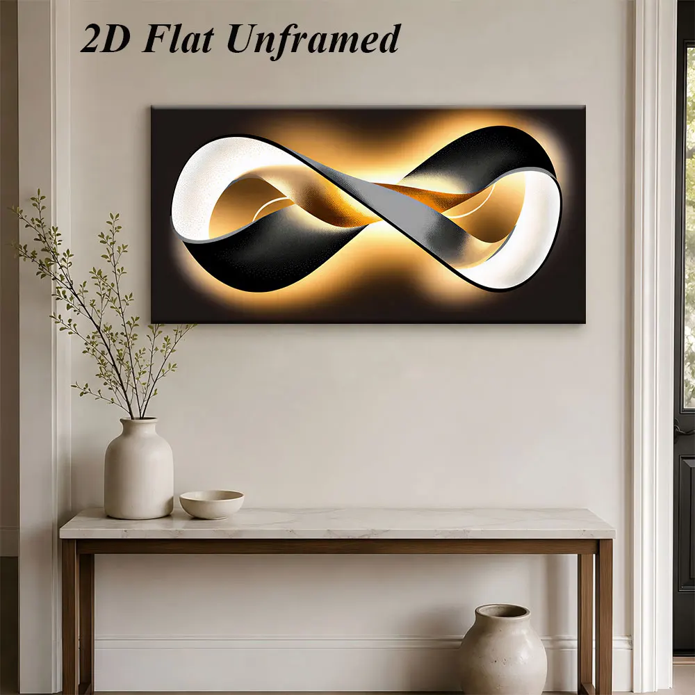 (1 pieza sin marco) 1 pintura decorativa moderna abstracta con símbolo infinito sin marco para sala de estar, dormitorio, estudio, pintura artística con textura metálica.