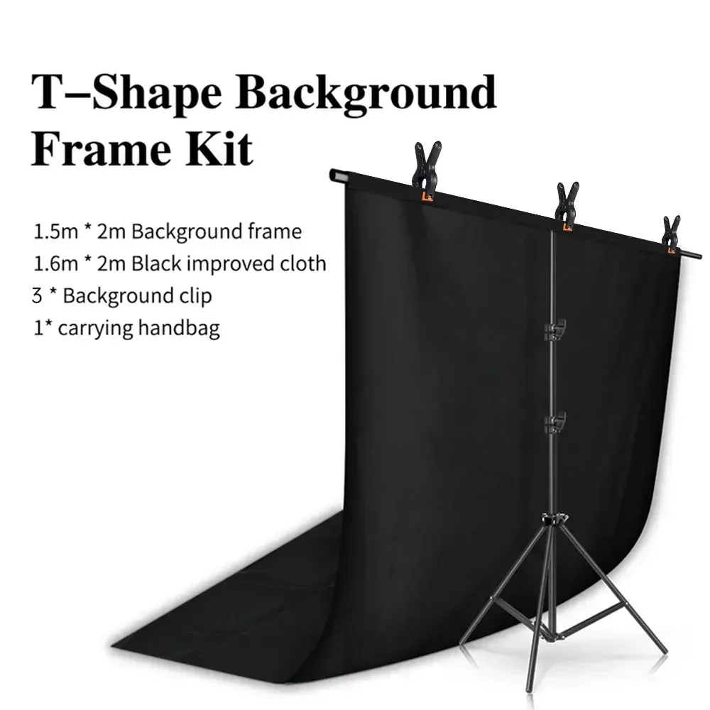 T-förmiger Hintergrundständer 2x2m für Fotografie, Verstellbares Stützsystem für Fotostudio, Geeignet für Vlies- und Musselin-Hintergründe