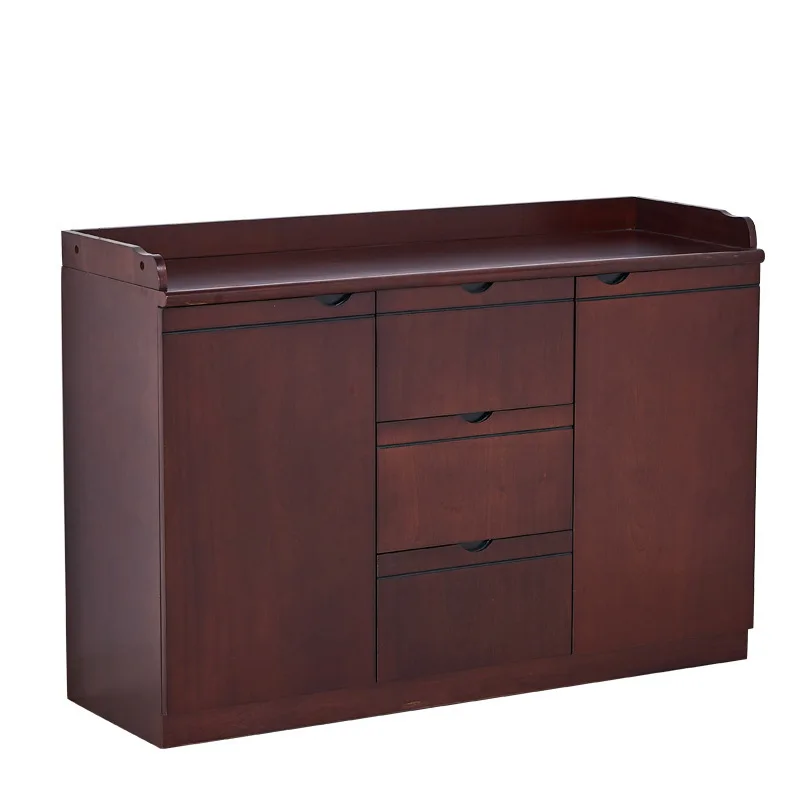 

Simple tea cabinet, solid wood leather dining side cabinet, multi-functional storage