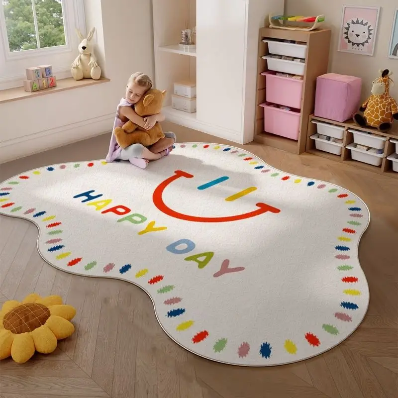 Irregular Fluffy Kid Rug Non-slip Children Carpet Soft Kid Room Play Mat Area Rug Machine Washable Floor Mat