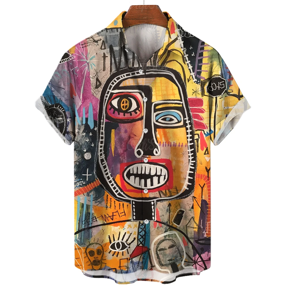 Camisas hawaianas de moda de ojo tridimensional para hombres, estampado 3d, Tops casuales de manga corta, ropa divertida de verano