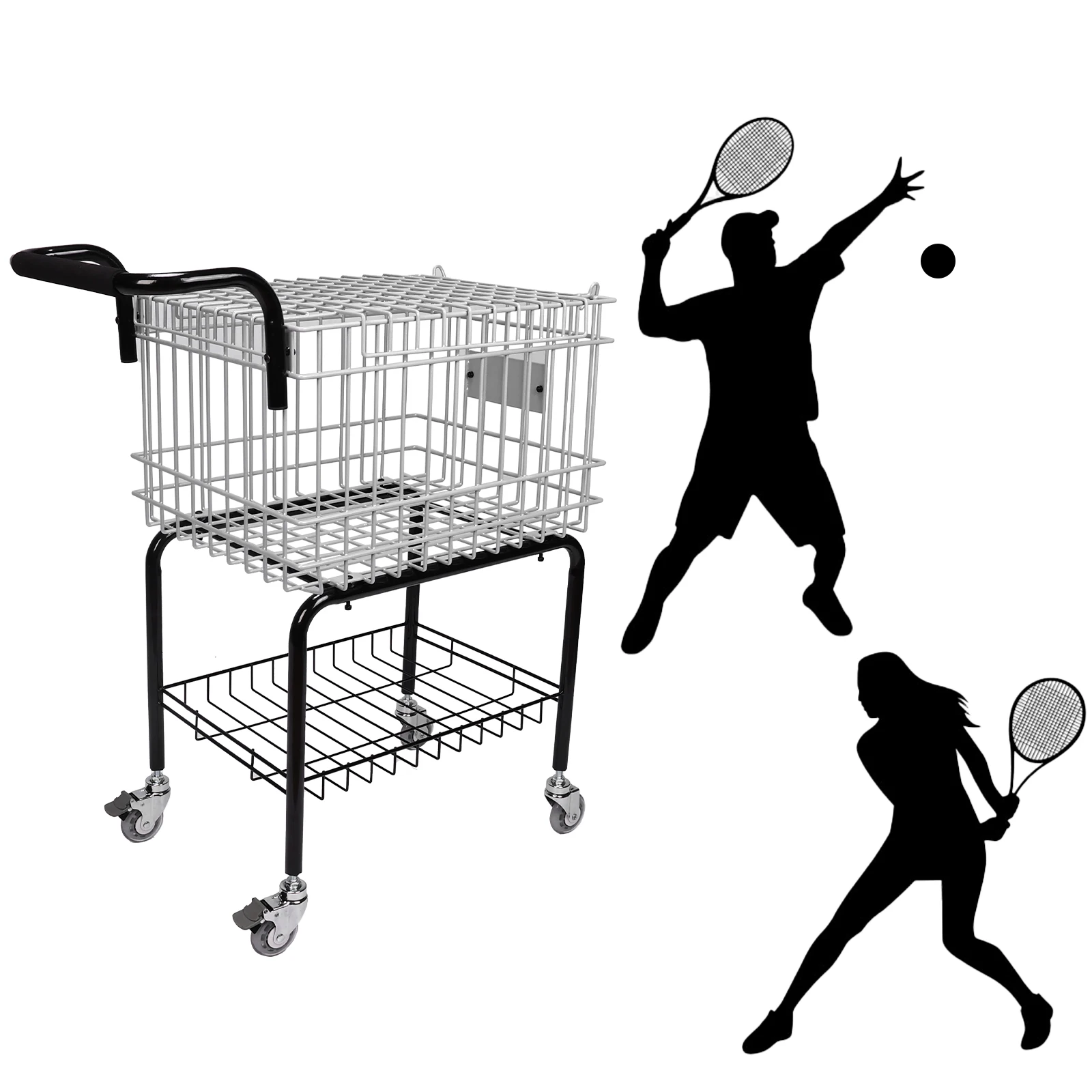 

Training Ball Pickup Basket Holds 350 Balls Tennis Ball Storage Cart Wheeled Tennis Ball Hopper Basket Carrier Gatherer
