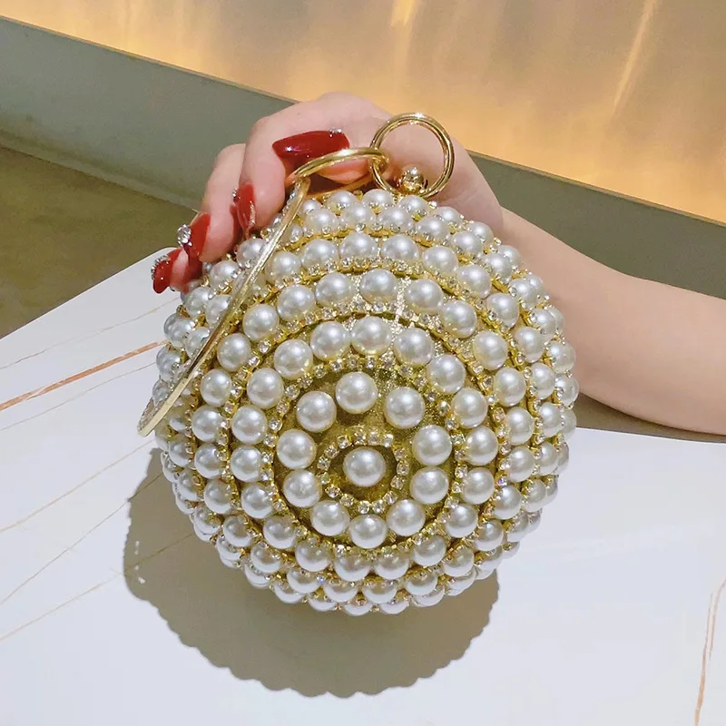 

Party Clutch With Beaded Diamonds Evening Bags Pearl Handbags Ball Design Party Rhinestones Dress Purse