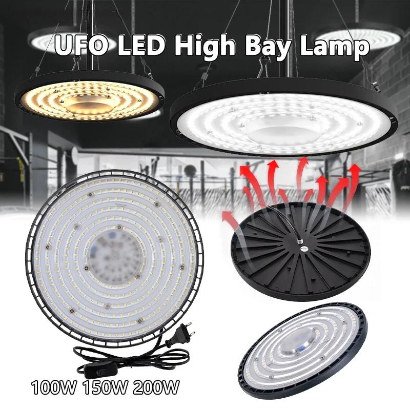 

LED 100W 150W 200W UFO High Bay Light AC220V Aluminum Case 4000K Neutral Light/6500K Cool White IP65 Waterproof Lighting Lamp