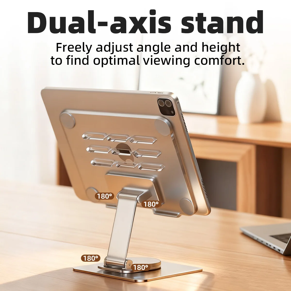 

360° Rotation Tablet Stand for iPad, Adjustable Foldable Tablet Holder, Alloy+Acrylic Stand Compatible with iPad Pro/Air/ Mini