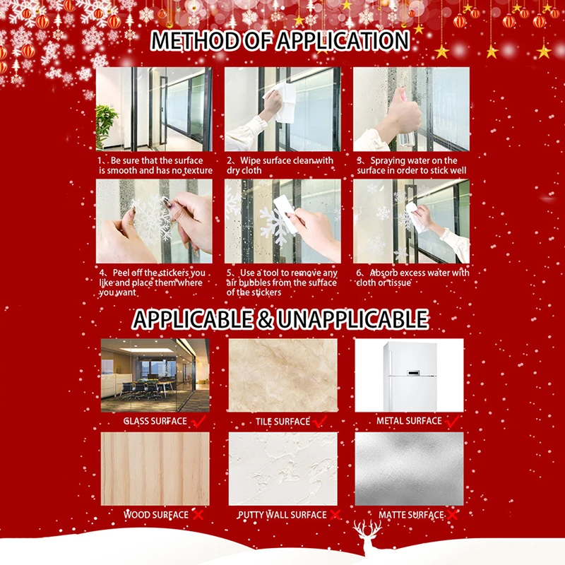 Christmas Stickers Winter Snowflake Elk Static Stickers Christmas Party Supplies Pendant Gift Box Window Stickers