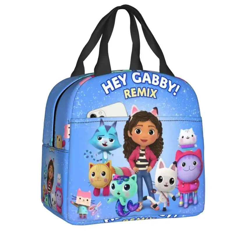 Gabby Mercat Thermal Insulated Lunch Bag Women Gabbys Dollhouse Portable Lunch Tote for Kids School Children Storage Food Box