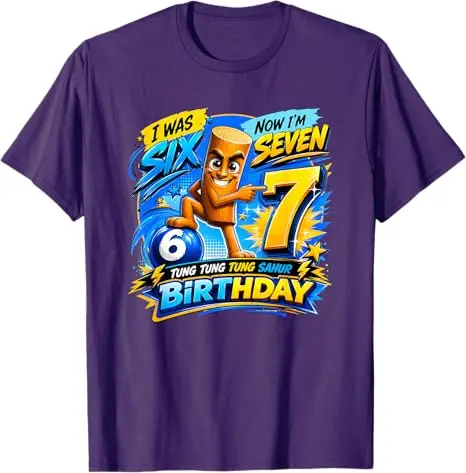 67 Italienisches Brainrot Tung Tung Sahur Six Seven Meme Geburtstags-T-Shirt Y2k Süßes 7. Geburtstag Geschenk für Jungen Neuheit Geschenk 7 Jahre alt Kleidung – Detail 6