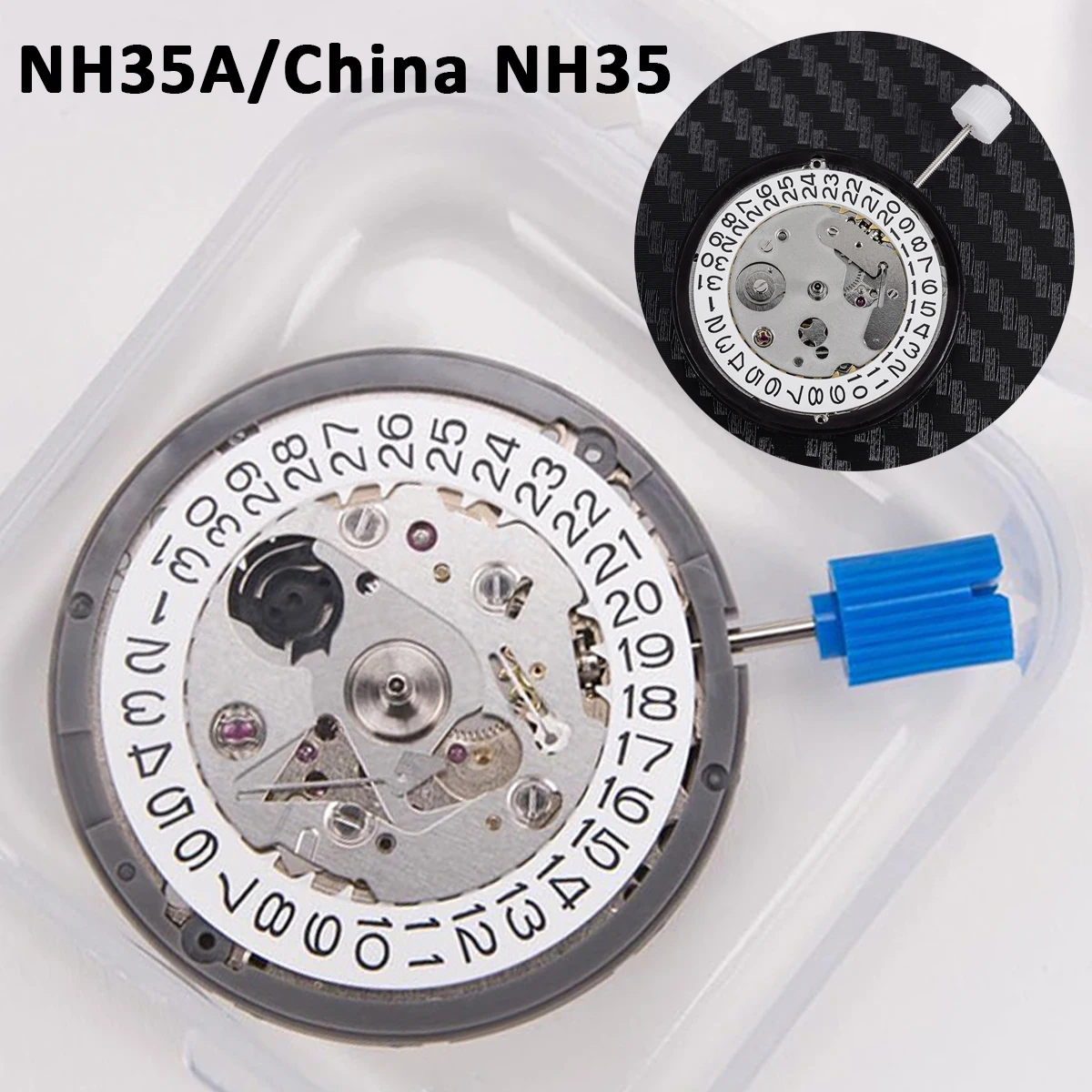 NH35A Premium Mechanisches Uhrwerk China NH35 Weißes Datumsrad 24 Steine Automatik Selbstaufzug Hohe Genauigkeit bei 3 Uhr bei 3,8 Uhr Ersatz