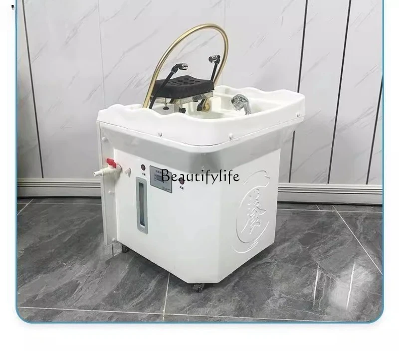 

water-free movable head basin head treatment with water circulation fumigation shampoo bed