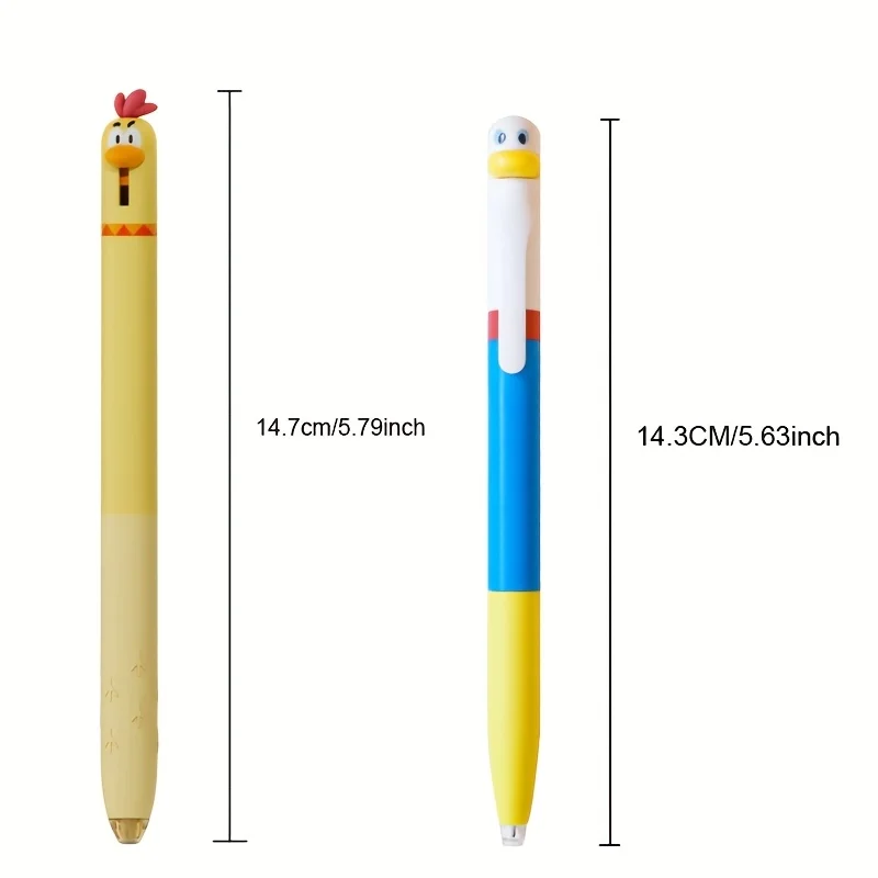 4 قطع من أقلام الجل الدوارة الإبداعية للبط والتاكيت، قلم كتابة أسود 0.5 مم، مستلزمات مكتبية، هدايا صغيرة