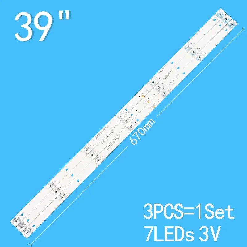 3pcs/Set 670mm 7led For 39" LCD TV CC02385D671V03 CC02385D671V10 ULM-39TC120 H-LED39R403BT2 HI 39HT101W MC-39A/4272 HYUNDAI H40K