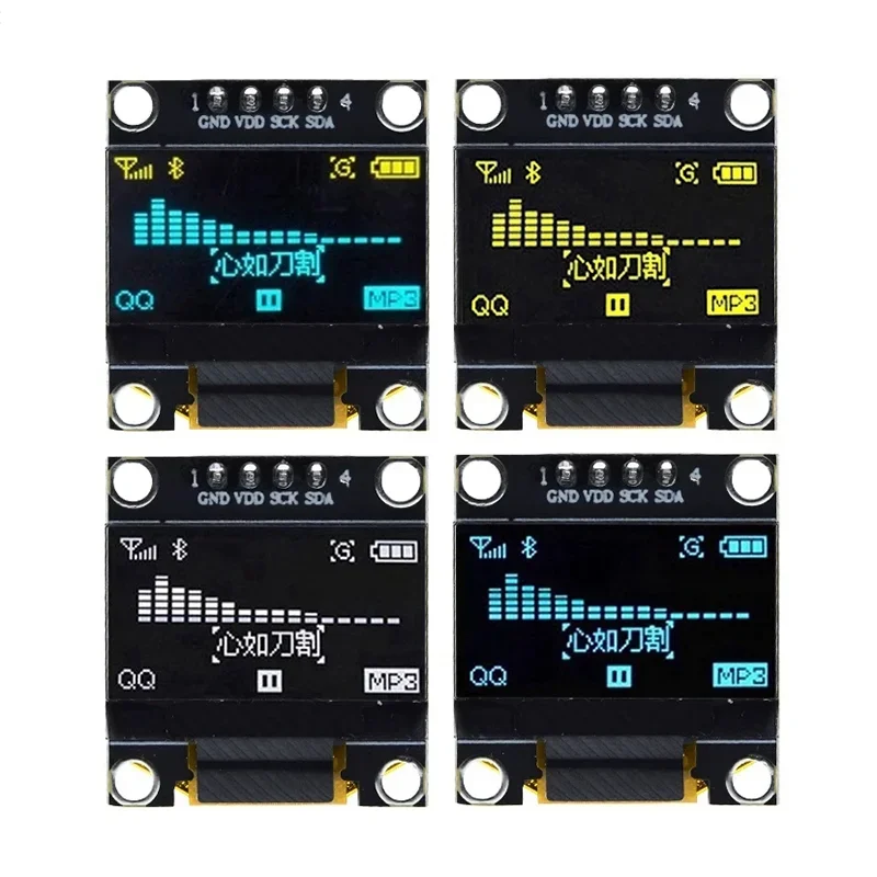 Módulo de exibição OLED para Arduino, Placa de tela LCD, Serial IIC, Branco e Azul, 0,96 polegadas, 128x64, I2C, SSD1306, 12864, 5 PCs/Lot