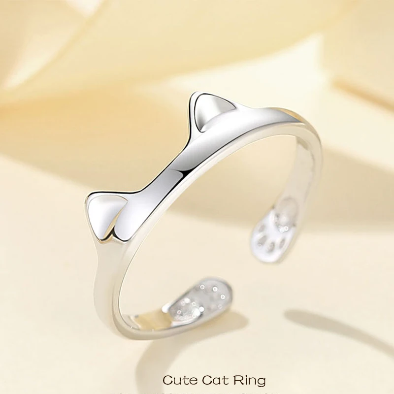 

S925 Sterling Silver Cat Claw Opening Ring Women's Simple Personalized Ring Student's First Jewelry