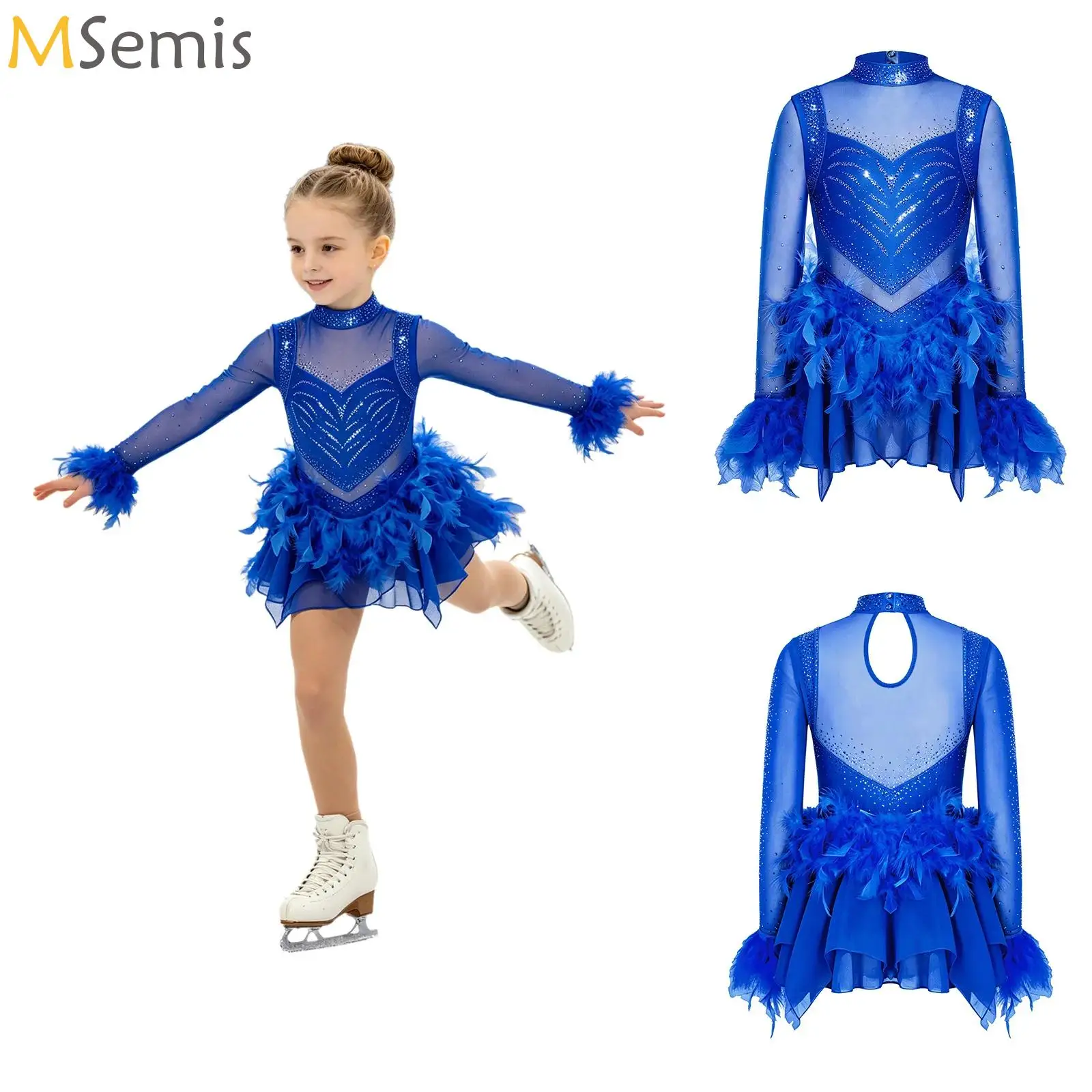 Maillots de Ballet con Falda de Plumas para Niñas, Vestidos de Danza, Trajes para Patinaje Artístico, Actuaciones Líricas y Contemporáneas